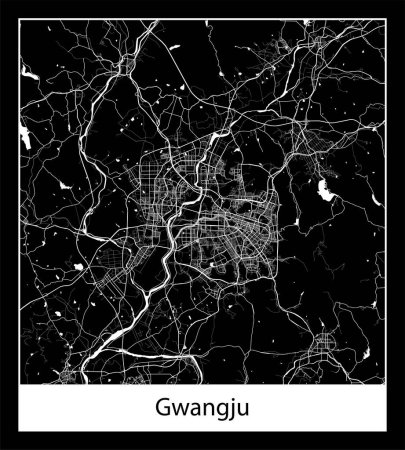 Illustration for Minimal city map of Gwangju (South Korea Asia) - Royalty Free Image