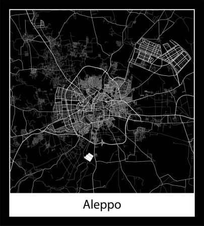 Illustration for Minimal city map of Aleppo (Syria Asia) - Royalty Free Image