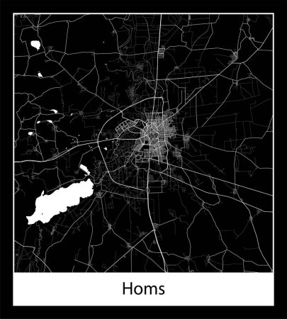 Ilustración de Mapa de Homs mínimo (Siria Asia) - Imagen libre de derechos