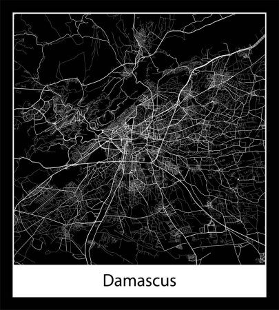 Illustration for Minimal city map of Damascus (Syria Asia) - Royalty Free Image