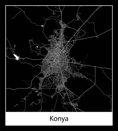 Téléchargez les illustrations : Carte de ville Konya (Turquie Asie)) - en licence libre de droit
