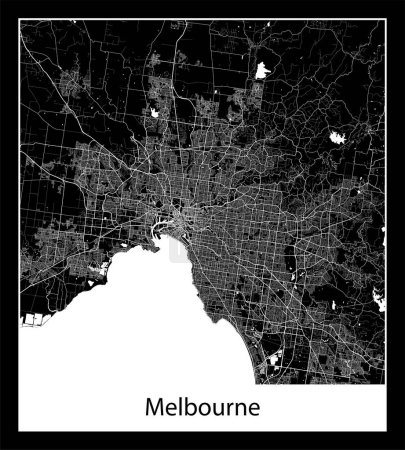 Ilustración de Mapa de Melbourne mínimo (Australia) - Imagen libre de derechos