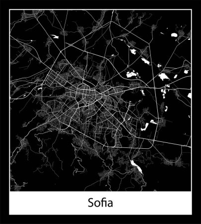 Illustration for Minimal city map of Sofia (Bulgaria Europe) - Royalty Free Image
