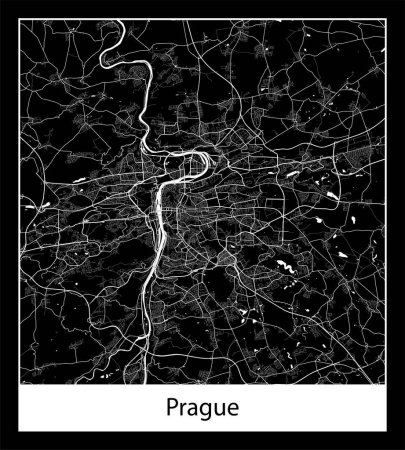 Illustration for Minimal city map of Prague (Czech Republic Europe) - Royalty Free Image
