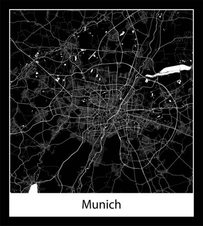 Illustration for Minimal city map of Munich (Germany Europe) - Royalty Free Image