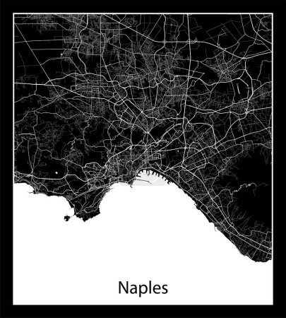 Illustration for Minimal city map of Naples (Italy Europe) - Royalty Free Image