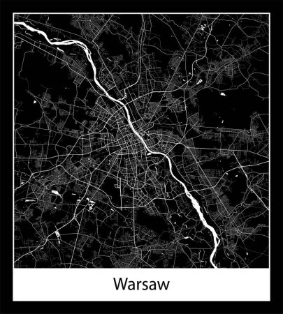 Illustration for Minimal city map of Warsaw (Poland Europe) - Royalty Free Image