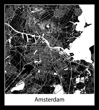 Téléchargez les illustrations : Carte de ville Amsterdam (Pays-Bas Europe)) - en licence libre de droit