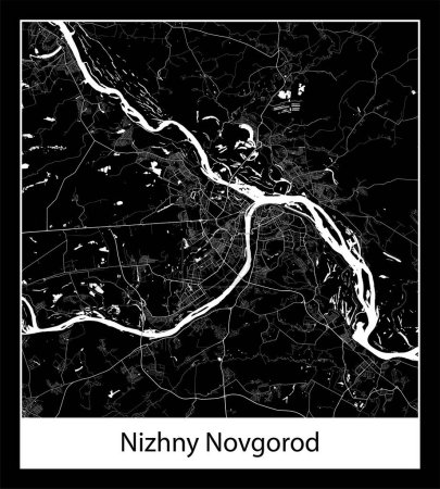 Illustration for Minimal city map of Nizhny Novgorod (Russia Europe) - Royalty Free Image