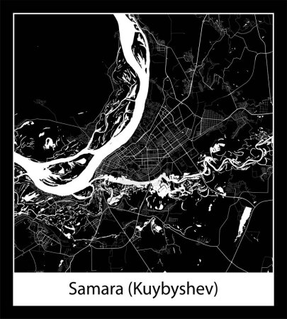 Téléchargez les illustrations : La carte de ville Samara (Kuybyshev) (Russie Europe) - en licence libre de droit