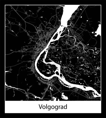 Illustration for Minimal city map of Volgograd (Russia Europe) - Royalty Free Image