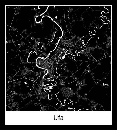 Illustration for Minimal city map of Ufa (Russia Europe) - Royalty Free Image