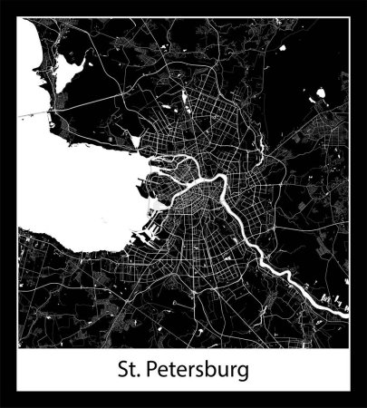 Ilustración de Mapa de San Petersburgo mínimo (Rusia Europa) - Imagen libre de derechos