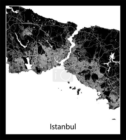 Illustration for Minimal city map of Istanbul (Turkey Europe) - Royalty Free Image