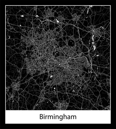 Téléchargez les illustrations : La carte de ville de Birmingham (Royaume-Uni Europe) - en licence libre de droit