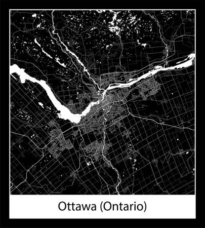 Illustration for Minimal city map of Ottawa (Ontario) (Canada North America) - Royalty Free Image