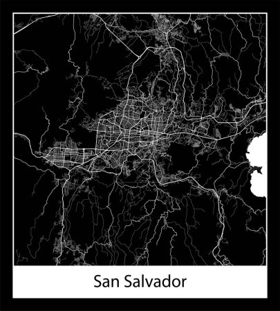 Illustration for Minimal city map of San Salvador (El Salvador North America) - Royalty Free Image