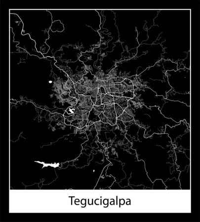 Illustration for Minimal city map of Tegucigalpa (Honduras North America) - Royalty Free Image