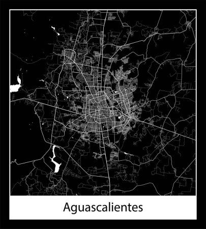 Vektor für Minimaler Stadtplan von Aguascalientes (Mexiko Nordamerika)) - Lizenzfreies Bild