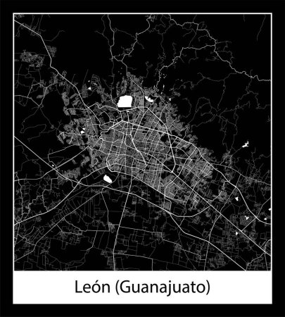 Ilustración de Mapa de Leon (Guanajuato) (México América del Norte)) - Imagen libre de derechos