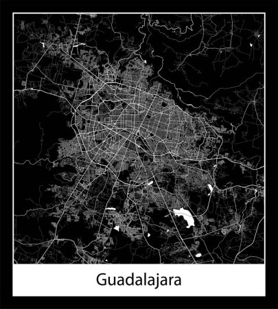 Illustration for Minimal city map of Guadalajara (Mexico North America) - Royalty Free Image