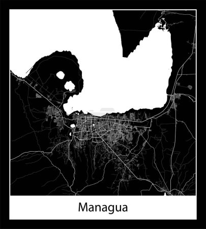 Téléchargez les illustrations : Carte de ville Managua (Nicaragua Amérique du Nord)) - en licence libre de droit
