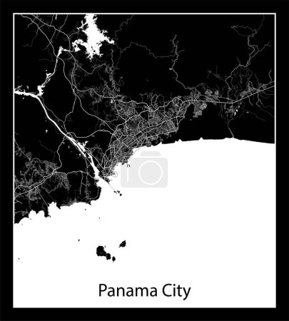 Illustration for Minimal city map of Panama City (Panama North America) - Royalty Free Image