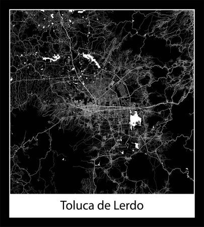 Minimal city map of Toluca de Lerdo (Mexico North America)