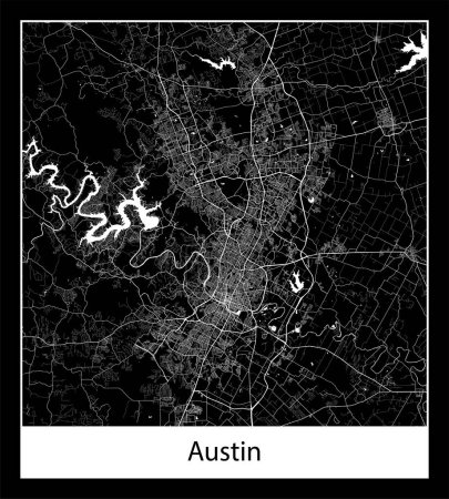 Téléchargez les illustrations : La carte de ville Austin (États-Unis d'Amérique Amérique)) - en licence libre de droit