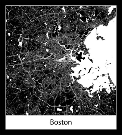 Illustration for Minimal city map of Boston (United States North America) - Royalty Free Image