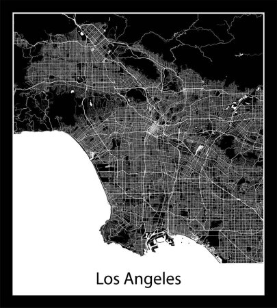 Illustration for Minimal city map of Los Angeles (United States North America) - Royalty Free Image