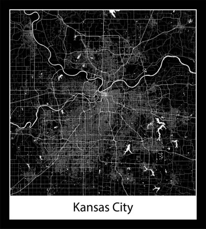 Illustration for Minimal city map of Kansas City (United States North America) - Royalty Free Image