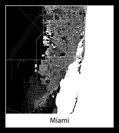 Téléchargez les illustrations : La carte de ville Miami (États-Unis d'Amérique Amérique)) - en licence libre de droit
