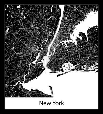 Illustration for Minimal city map of New York (United States North America) - Royalty Free Image