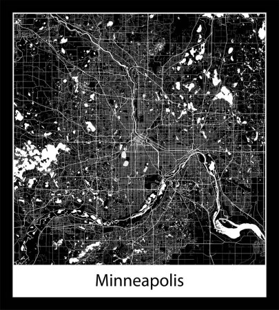 Ilustración de Mapa de Minneapolis mínimo (Estados Unidos de América del Norte) - Imagen libre de derechos