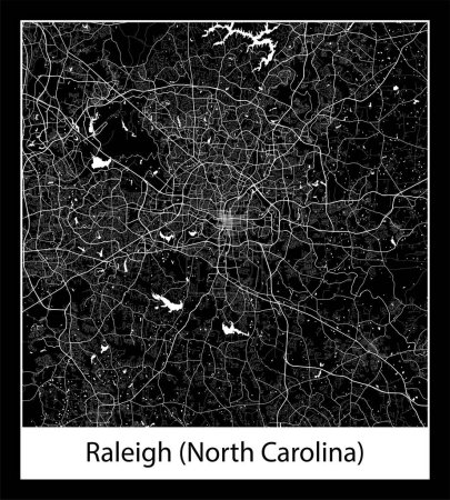 Téléchargez les illustrations : La carte de ville de Raleigh (Caroline du Nord) (États-Unis d'Amérique Amérique du Nord) - en licence libre de droit