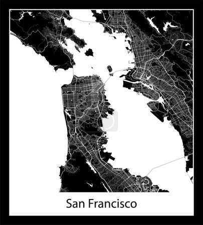 Téléchargez les illustrations : La carte de ville San Francisco (États-Unis d'Amérique Amérique du Nord)) - en licence libre de droit