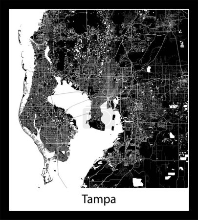 Illustration for Minimal city map of Tampa (United States North America) - Royalty Free Image