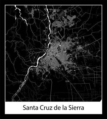 Téléchargez les illustrations : La carte de ville Santa Cruz de la Sierra (Bolivie Amérique du Sud) - en licence libre de droit