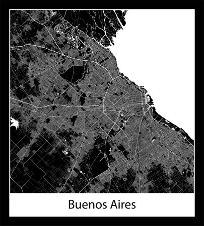Illustration for Minimal city map of Buenos Aires (Argentina South America) - Royalty Free Image