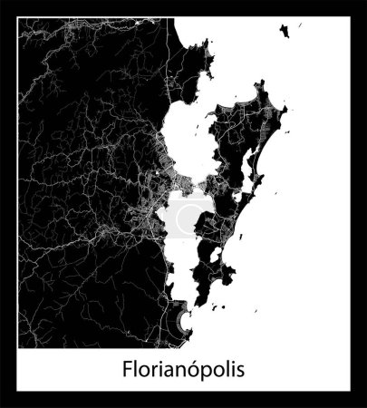Téléchargez les illustrations : Carte de ville Florianopolis (Brésil Amérique du Sud)) - en licence libre de droit