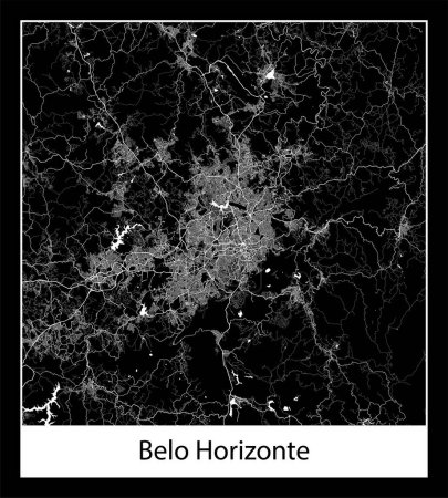 Illustration for Minimal city map of Belo Horizonte (Brazil South America) - Royalty Free Image