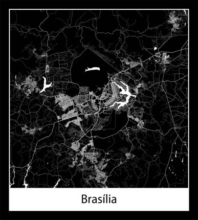 Minimal city map of Brasilia (Brazil South America)