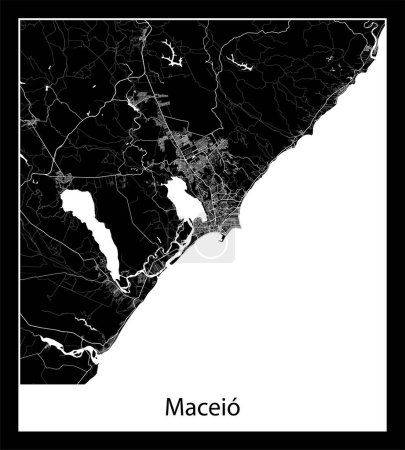 Illustration for Minimal city map of Maceio (Brazil South America) - Royalty Free Image
