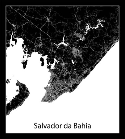 Illustration for Minimal city map of Salvador da Bahia (Brazil South America) - Royalty Free Image