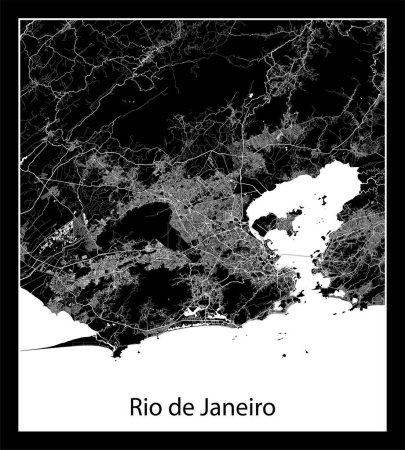 Illustration for Minimal city map of Rio de Janeiro (Brazil South America) - Royalty Free Image