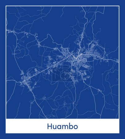 Illustration for Huambo Angola Africa City map blue print vector illustration - Royalty Free Image