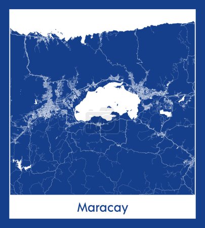 Illustration for Maracay Venezuela South America City map blue print vector illustration - Royalty Free Image