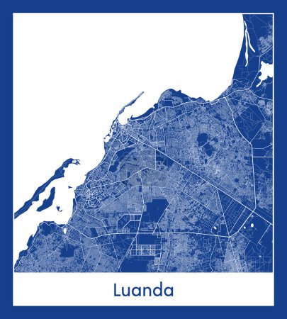 Illustration for Luanda Angola Africa City map blue print vector illustration - Royalty Free Image