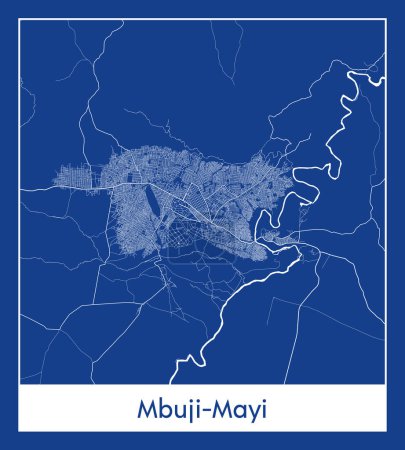 Ilustración de Mbuji-Mayi República Democrática del Congo África mapa azul print vector ilustración - Imagen libre de derechos